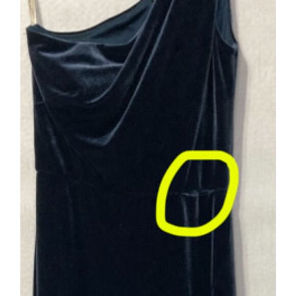 Jenny Yoo Size 00 Velvet One Shoulder Split Maxi Color French Blue Cybill Gown - Picture 10 of 11